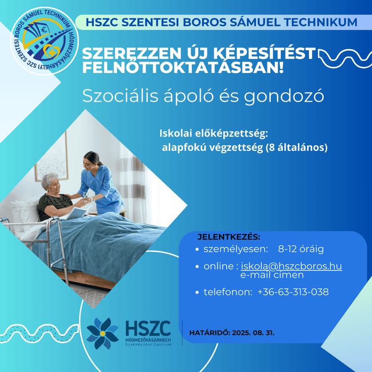 Szociális ápoló és gondozó felnőttoktatás