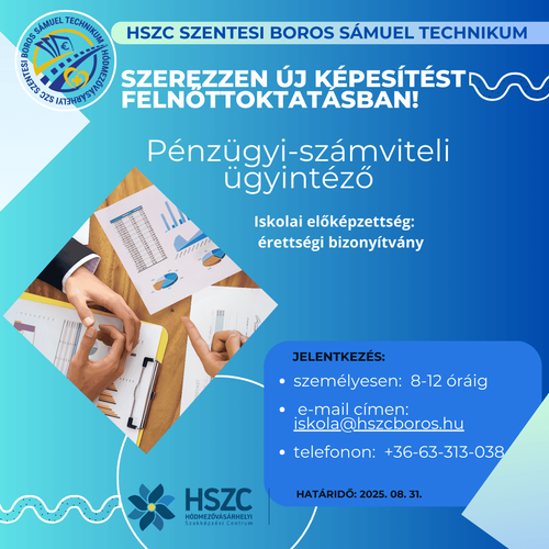 Pénzügyi-számviteli ügyintéző felnőttoktatás